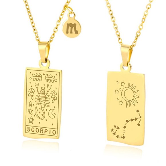 Boutique Jewelry - Scorpio Zodiac Pendant Necklace PVD 18K Gold Plated Stainless Steel Astr…